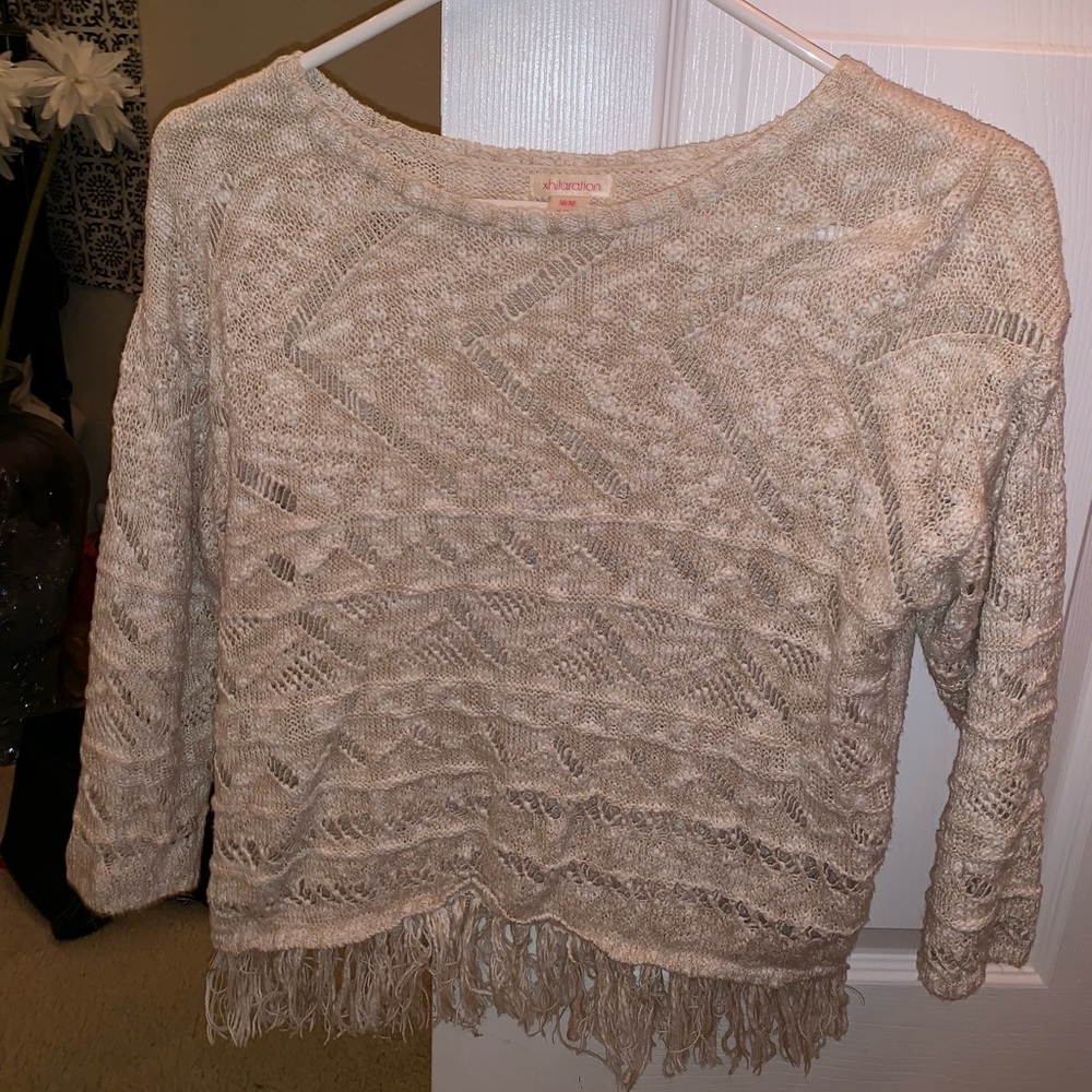 Cream/ White Fringe Sweater